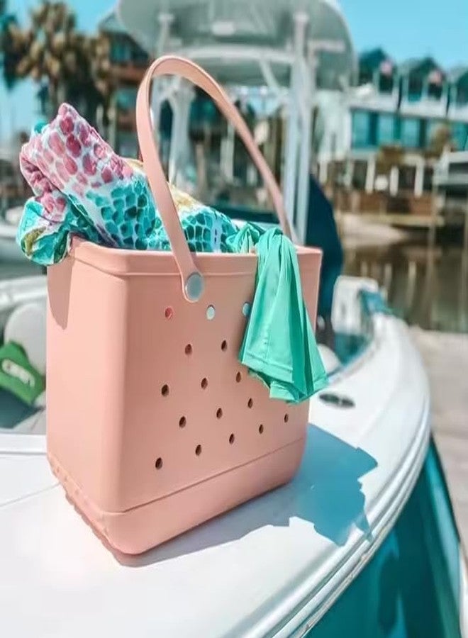 Cazuela Women's Stylish Waterproof Bags Fashion Tote EVA Silicone Beach Bag Candy Color Bag (Pink) - Image 3